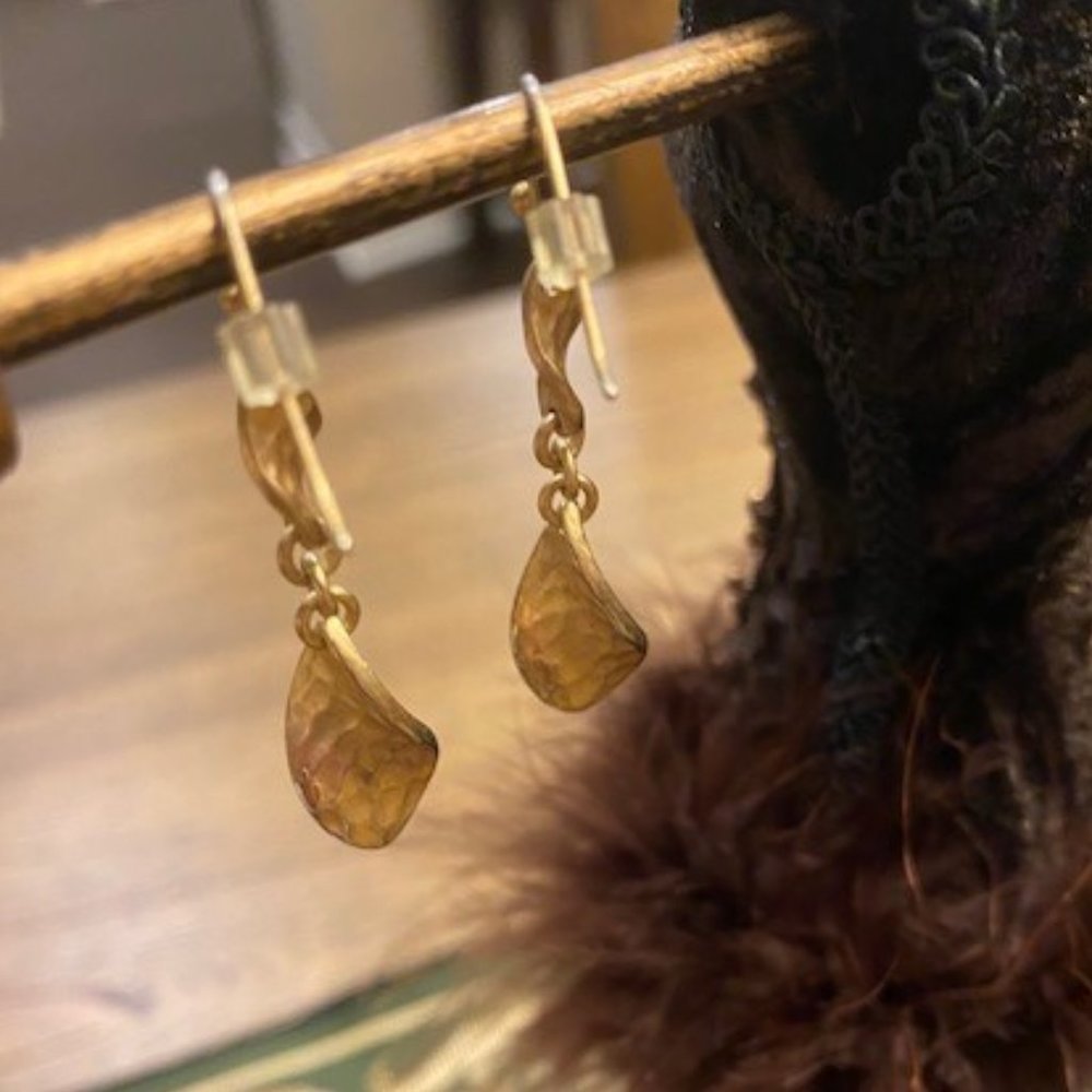 Lia Sophia “TRYST” Matte Gold Dangle Earrings - Picture 4 of 5